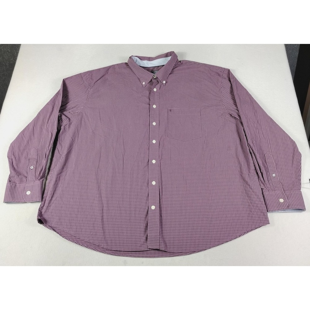 IZOD‎ Shirt Mens Big 3X Purple Check Long Sleeve Button Down Stretch Casual